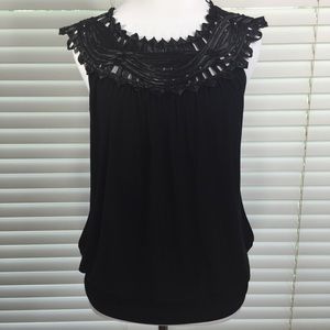 Perseption Concept Black Sleeveless Top Medium